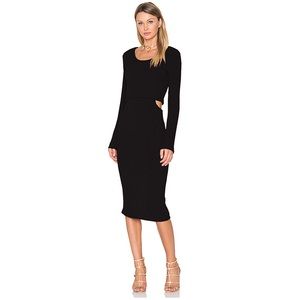 Minkpink Black Rib Knit Layered Cutout Dress